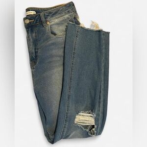 Avec Les Filles Distressed Blue Skinny Jeans